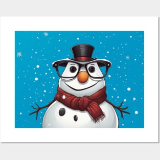 Cute Frosty with glasses Posters and Art